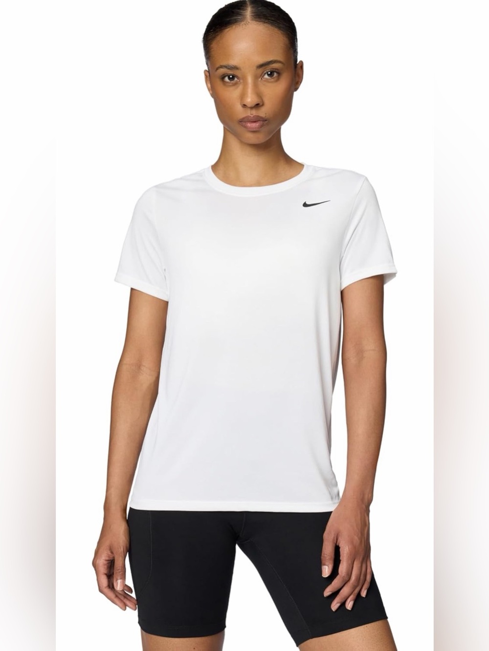 NWT The Nike Tee White Short-Sleeve Crew Neck Tee with Black Swoosh